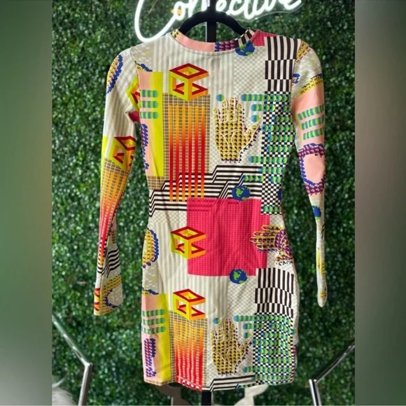 Opening Ceremony Multicolor Graphic Long Sleeve Dress - Picture 2 of 4